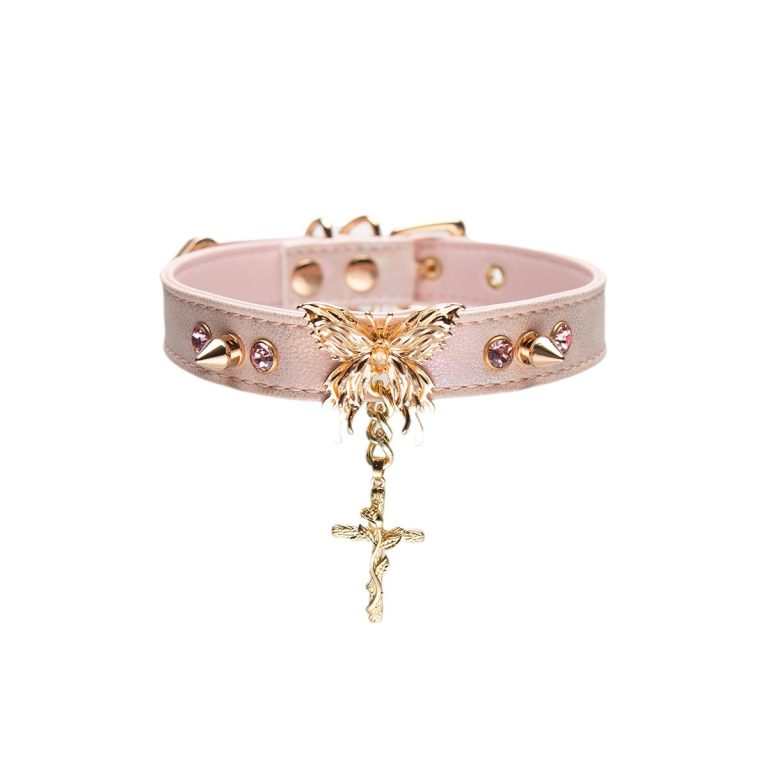 Pink exquisite butterfly cross accessories snakeskin choker (without leash)