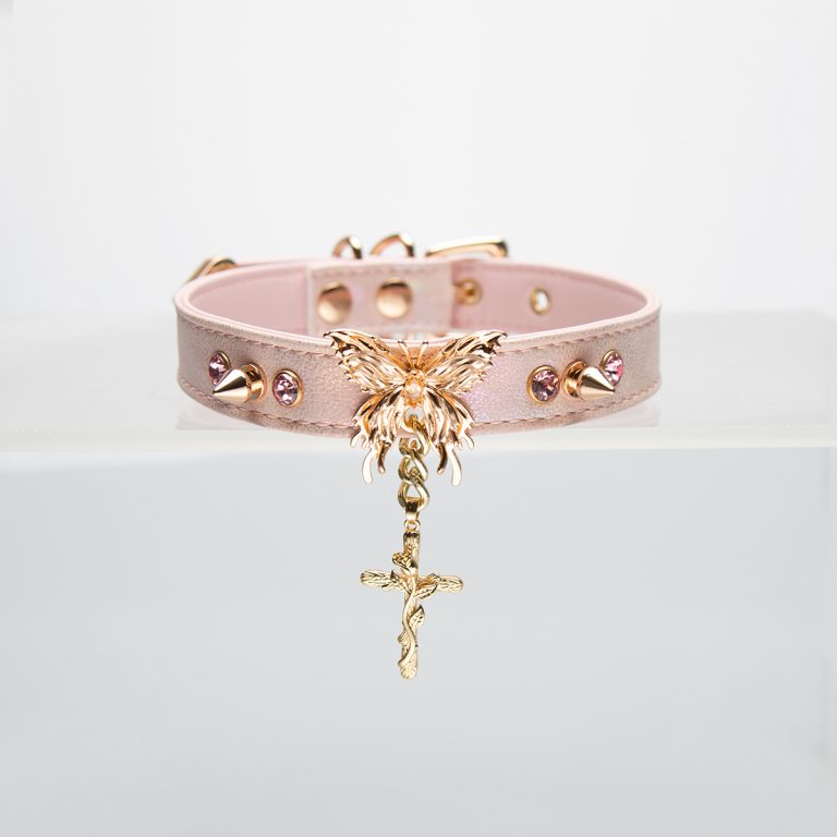 Pink exquisite butterfly cross accessories snakeskin choker (without leash)