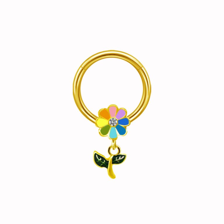 Small flower shaped nipple piercing ring
