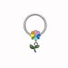 Small flower shaped nipple piercing ring