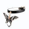Black glitter butterfly accessory real snakeskin choker (without leash)