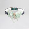 Light blue glitter butterfly accessory real snakeskin choker (without leash)
