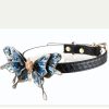Dark blue glitter butterfly accessory real snakeskin choker (without leash)