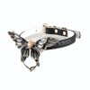 Black glitter butterfly accessory real snakeskin choker (without leash)