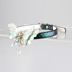 Light Blue Glitter Butterfly Snakeskin Choker Necklace