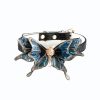 Dark blue glitter butterfly accessory real snakeskin choker (without leash)
