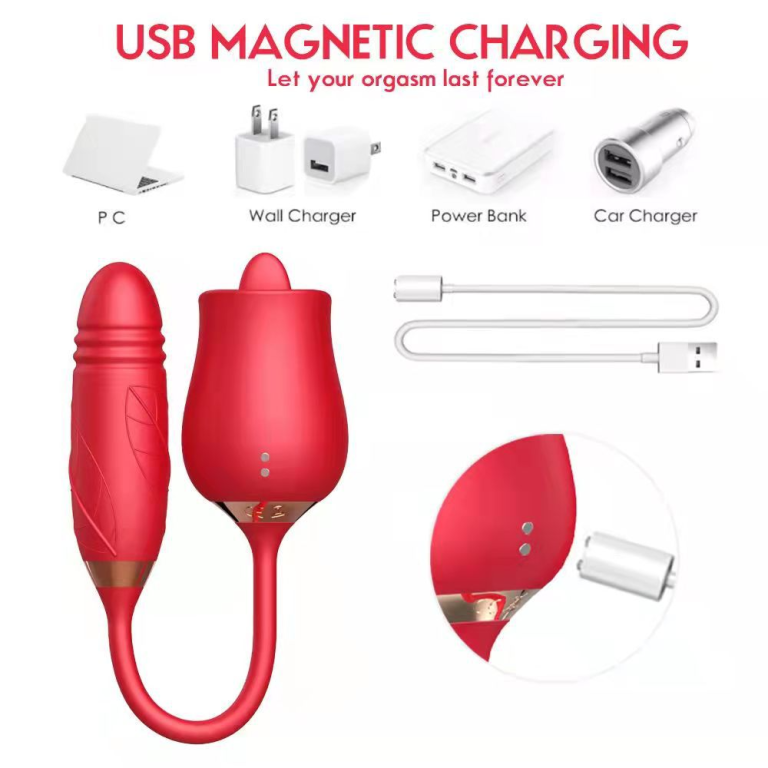 Rose flower new product Mantinghua 3rd generation double-headed tongue licking and vibrating telescopic vibrating egg female masturbation sex toys - Image 6