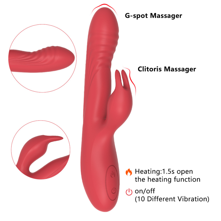 Popular adult sex toys, rabbit stick, double shock, heating, G-spot, female silent vibrator - Image 3