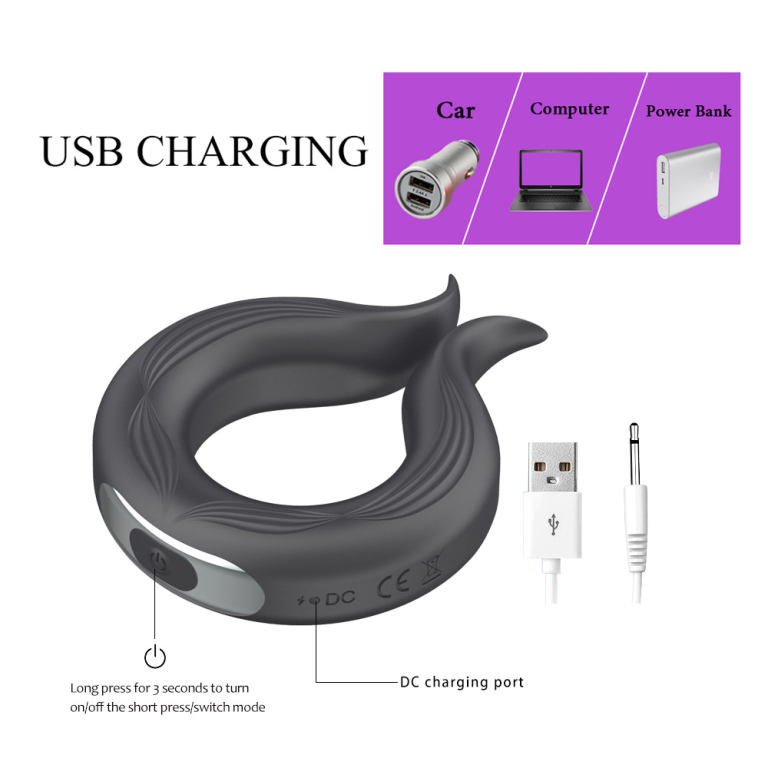 Adult rechargeable silicone vibrating sperm lock ring male delay masturbator - Image 6