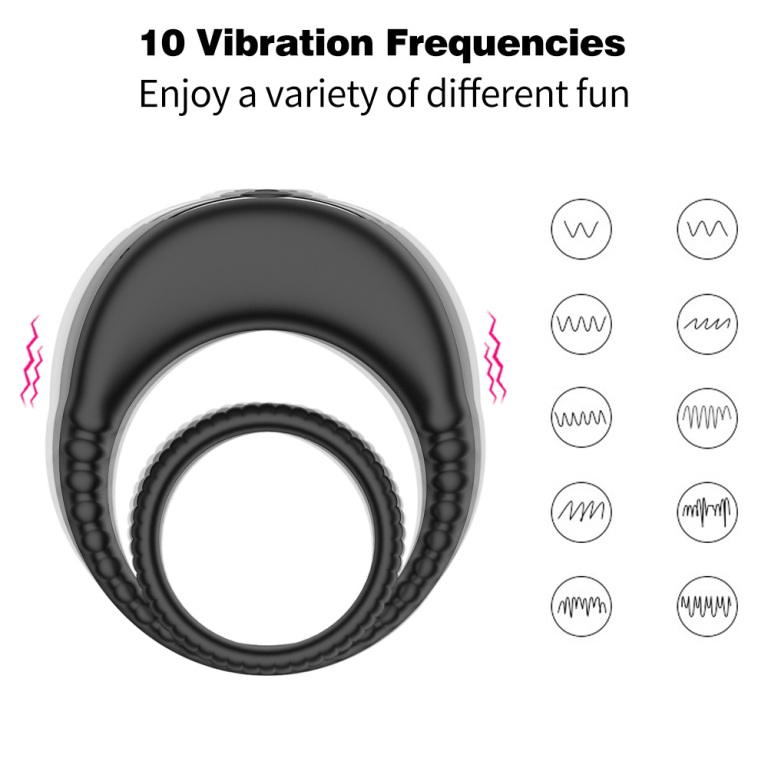 Adult rechargeable double ring delay male vibrating sperm lock ring - Image 5