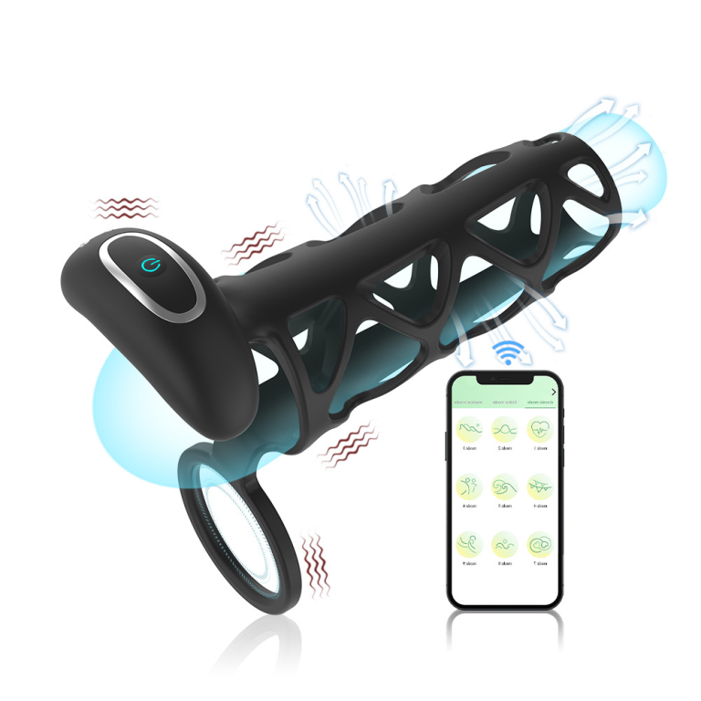 Adult Johnson APP remote control penis net sleeve delay vibration sperm lock ring - Image 3