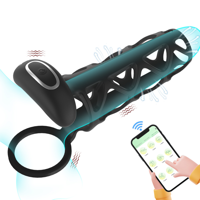 Adult Johnson APP remote control penis net sleeve delay vibration sperm lock ring - Image 5