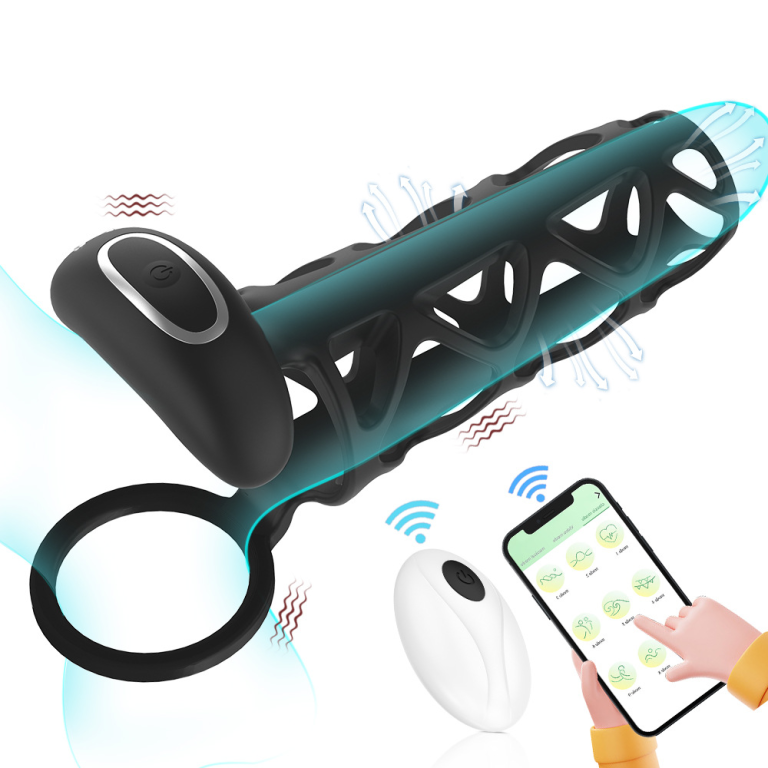 Adult Johnson APP remote control penis net sleeve delay vibration sperm lock ring - Image 6