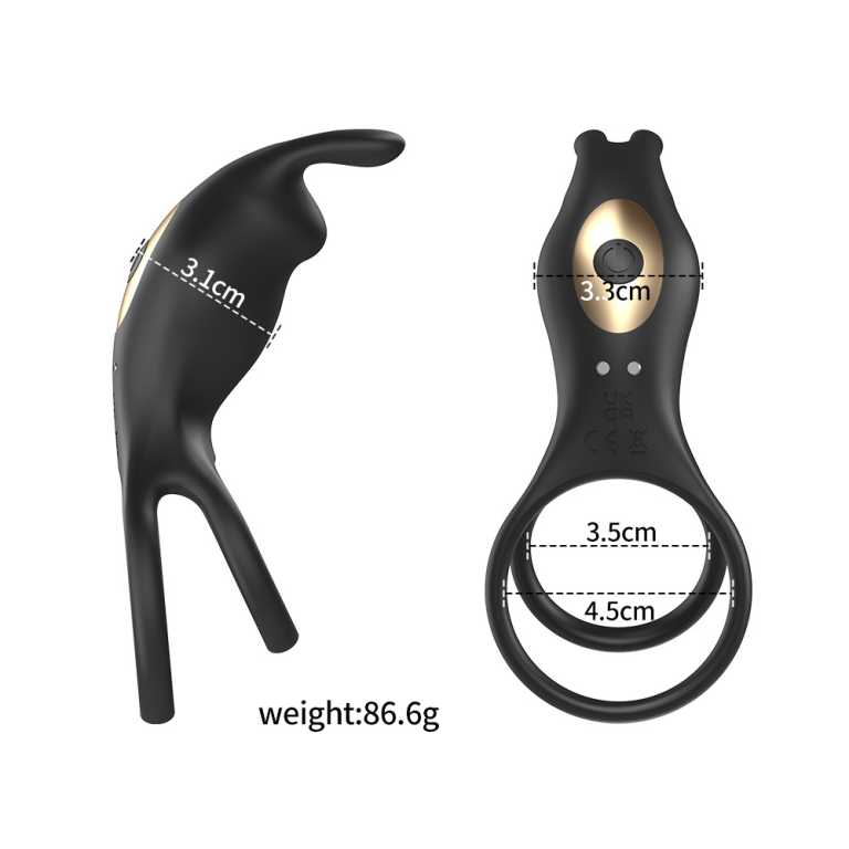 Adult rogue rabbit APP remote control vibration double ring delay silicone sperm lock ring - Image 3