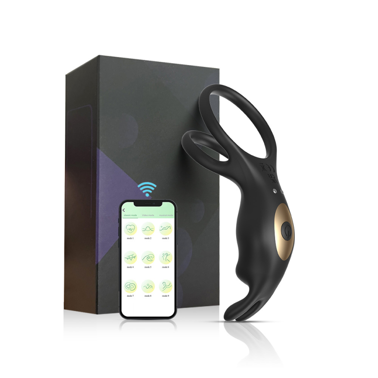 Adult rogue rabbit APP remote control vibration double ring delay silicone sperm lock ring - Image 8
