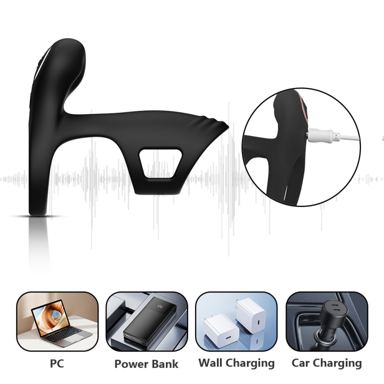 Adult male Silicone rechargeable wearable double vibration single ring delay lock sperm ring lock sperm sleeve - Image 5