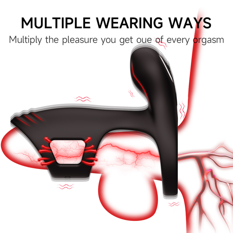 Adult male Silicone rechargeable wearable double vibration single ring delay lock sperm ring lock sperm sleeve - Image 7