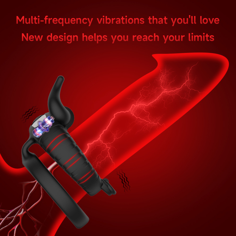 Bull head vibration lock sperm ring male masturbation vibration training lock sperm ring - Image 3