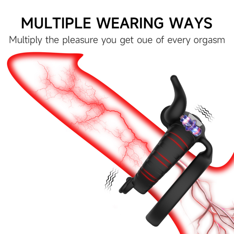 Bull head vibration lock sperm ring male masturbation vibration training lock sperm ring - Image 7