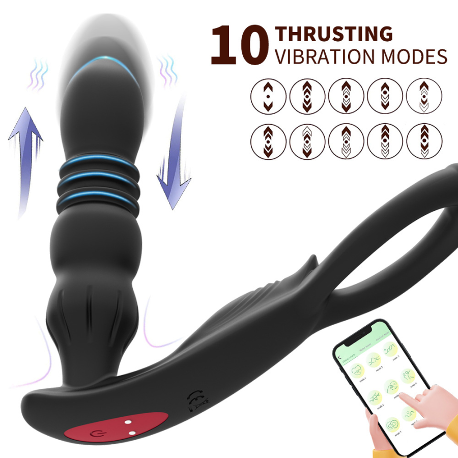 Adult rechargeable retractable silicone anal plug masturbator