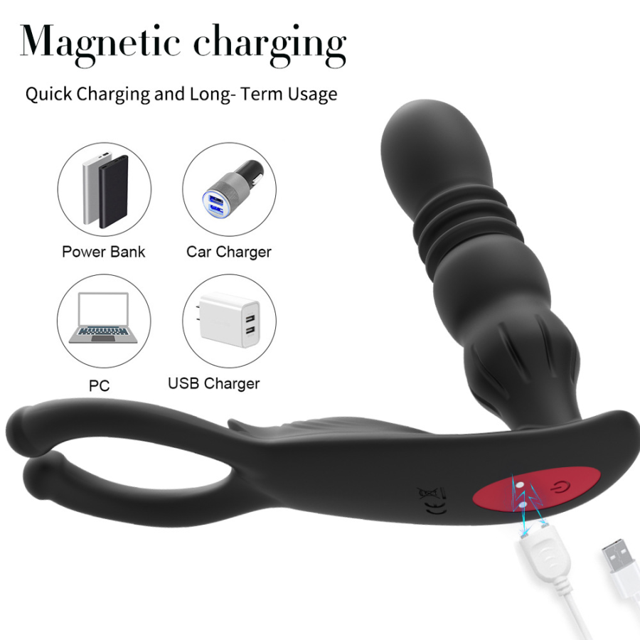 Adult rechargeable retractable silicone anal plug masturbator - Image 4