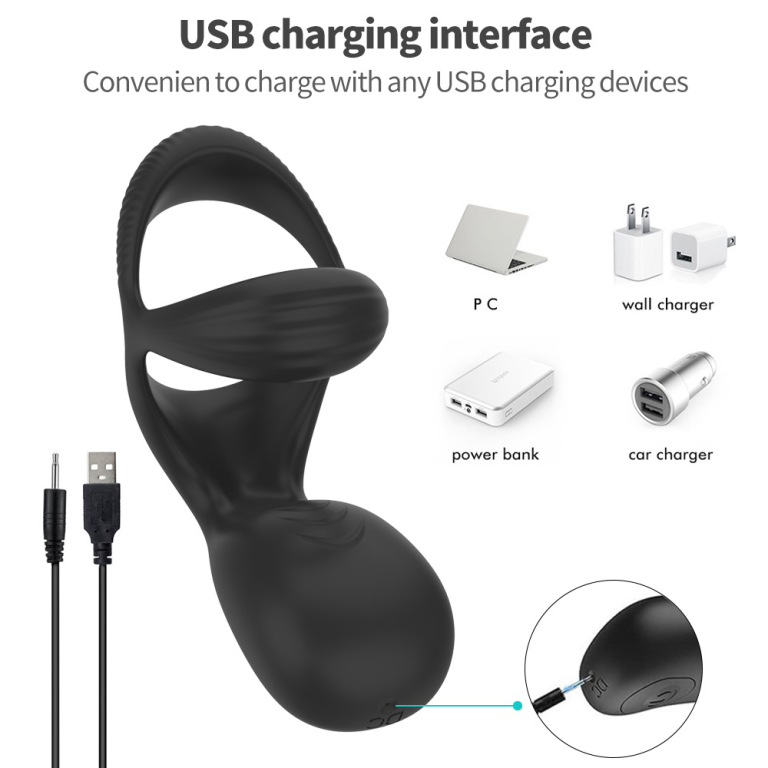 Adult rechargeable three ring silicone delay vibration lock ring - Image 5