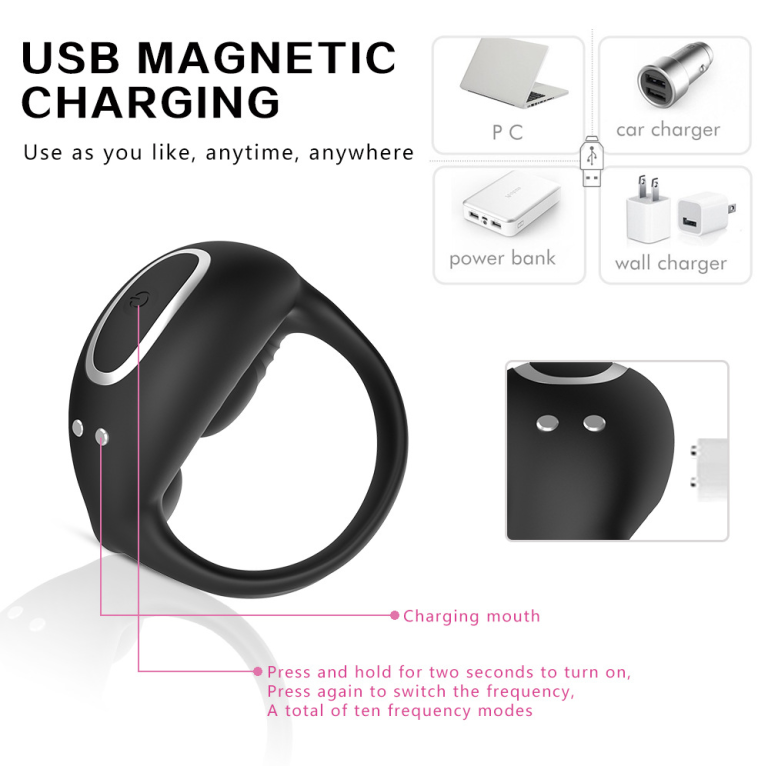 Adult Barugo APP remote control three vibration wearable rechargeable silicone delay lock ring - Image 4