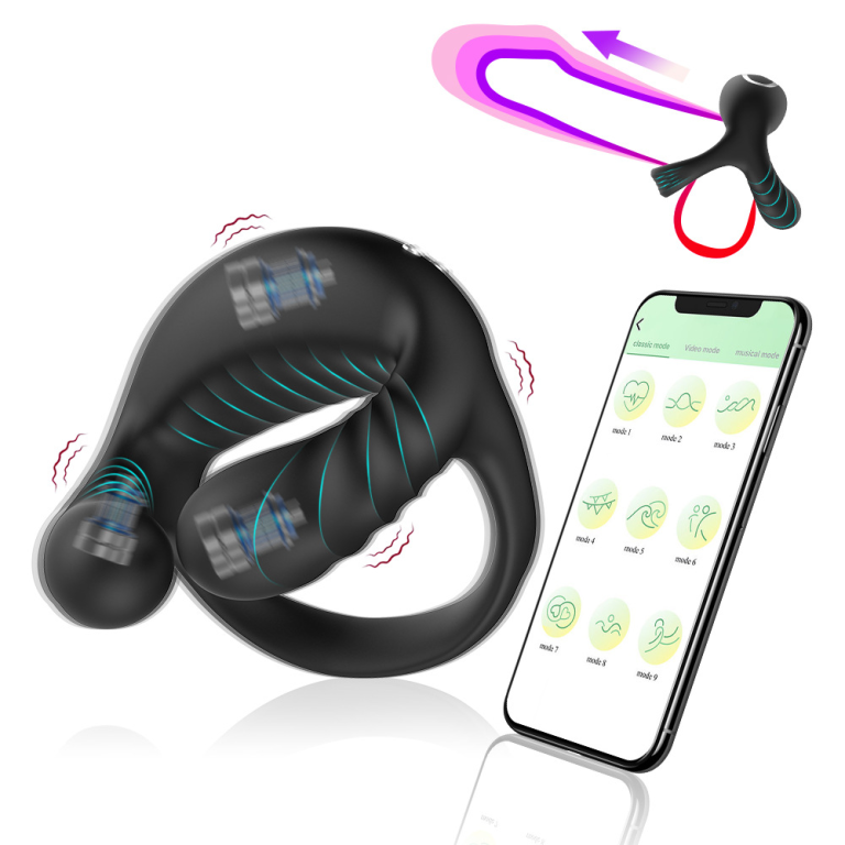 Adult Barugo APP remote control three vibration wearable rechargeable silicone delay lock ring - Image 7