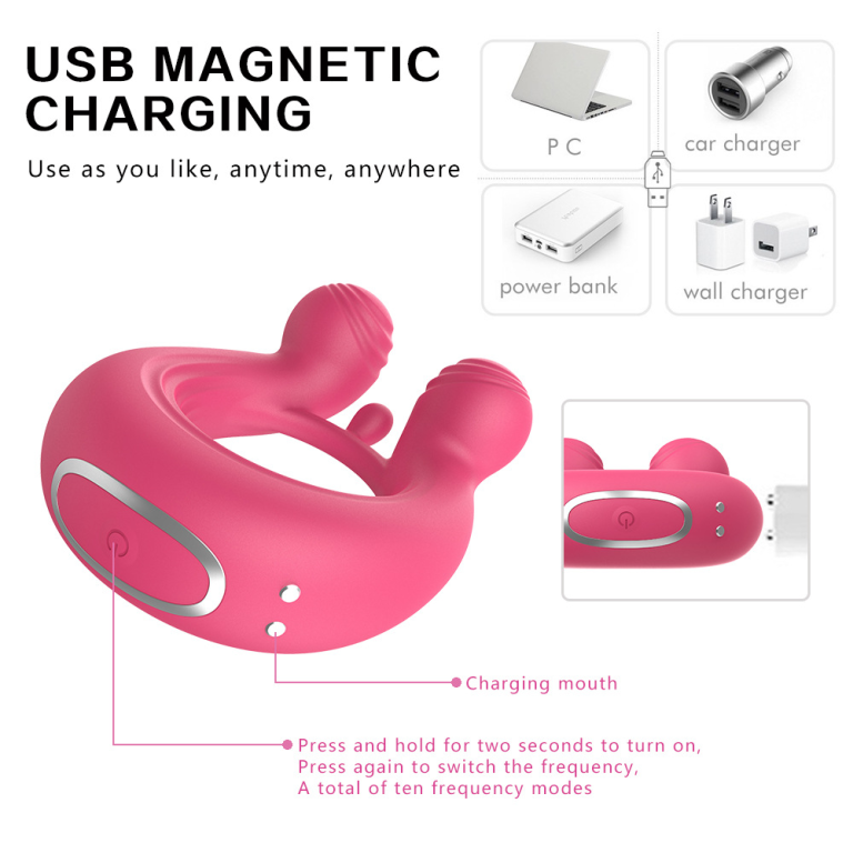 Adult rechargeable APP remote control Magic Rings Dual Vibration Silicone Locking Delay Ring - Image 5