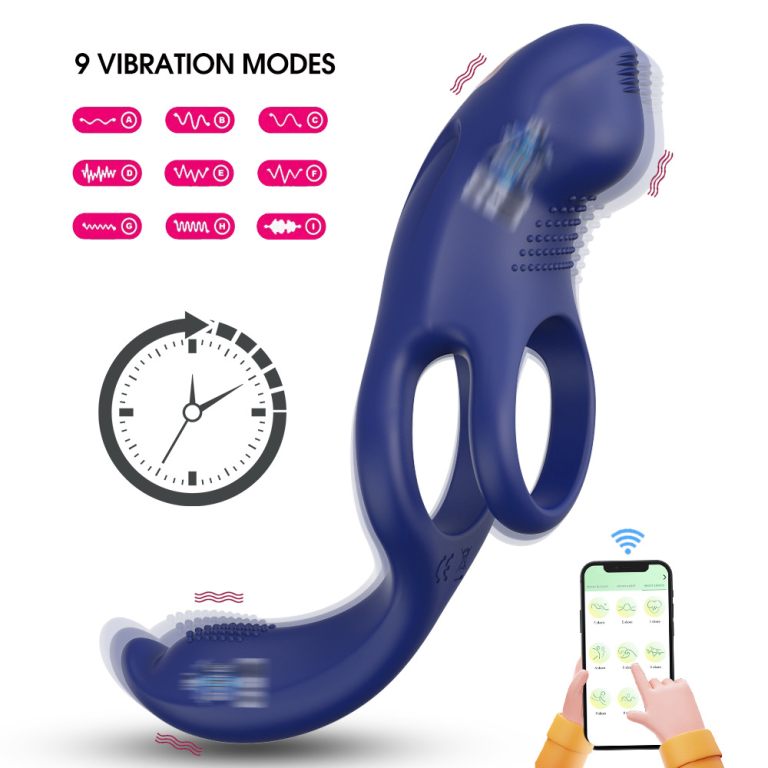 Adult Men's APP Remote Control Attila Dual-Ring Vibration Couple Delay Locking Ring - Image 5