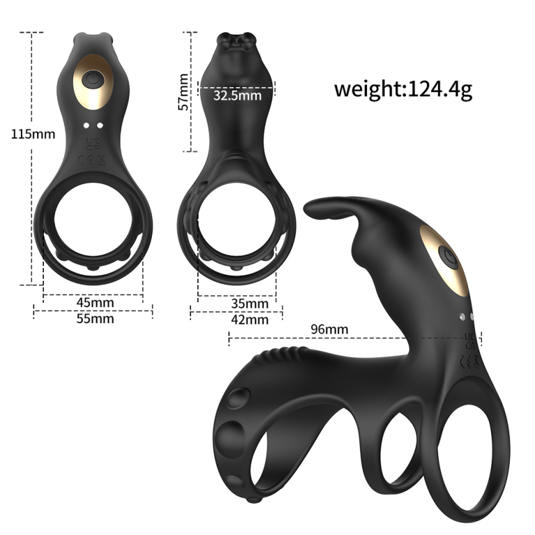 Adult Pierce Wireless APP Remote Control Three-Ring Dual Motor Vibration Locking Ring Set - Image 5