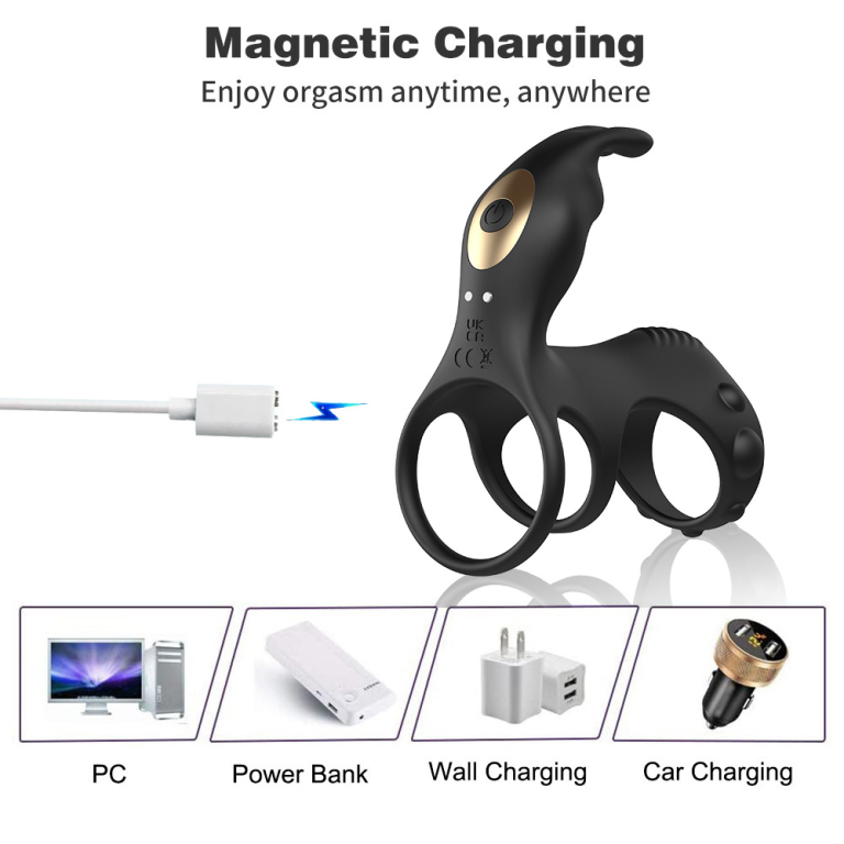 Adult Pierce Wireless APP Remote Control Three-Ring Dual Motor Vibration Locking Ring Set - Image 6