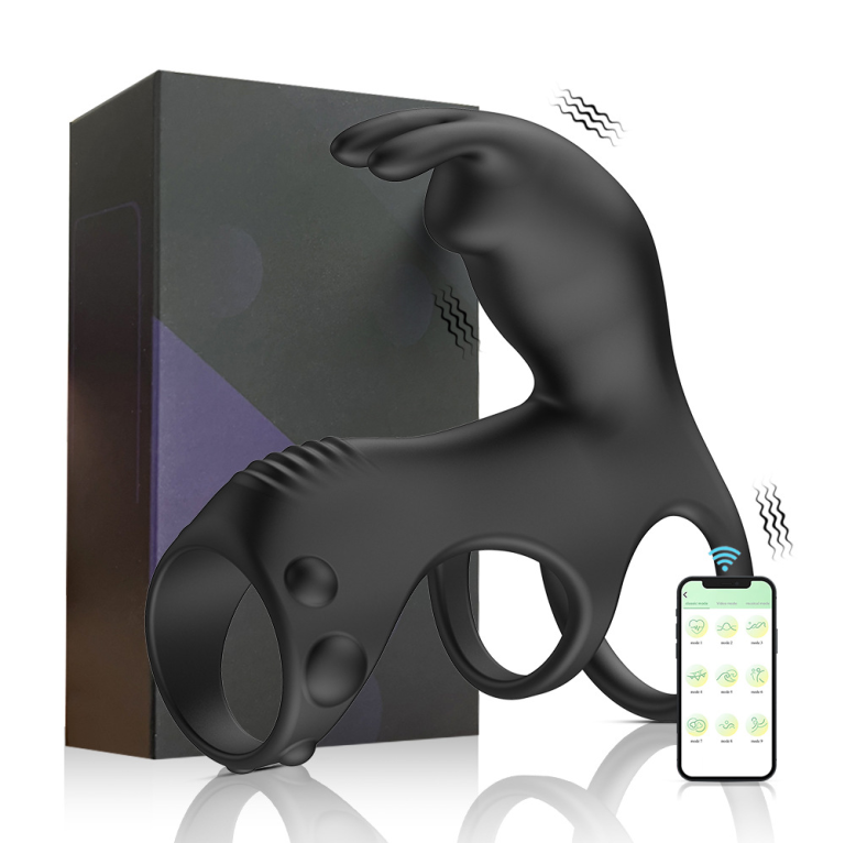 Adult Pierce Wireless APP Remote Control Three-Ring Dual Motor Vibration Locking Ring Set - Image 8