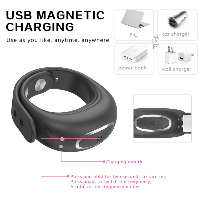 Adult Jesse Charging APP Remote Control Button Watchband Adjustable Vibration Delay Locking Ring - Image 4