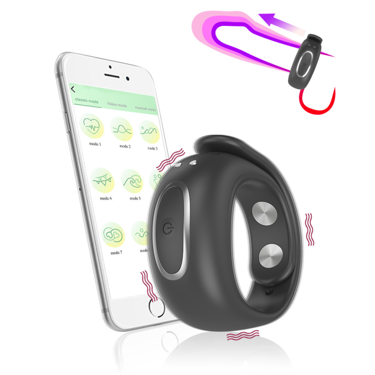 Adult Jesse Charging APP Remote Control Button Watchband Adjustable Vibration Delay Locking Ring