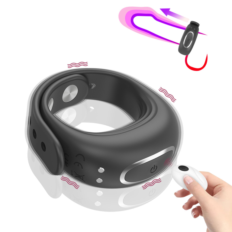 Adult Jesse Charging APP Remote Control Button Watchband Adjustable Vibration Delay Locking Ring - Image 10