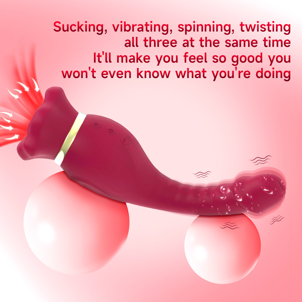 Liquid silicone rotatable tongue licking and sucking vibration sex toys masturbator artifact toy female vibrator