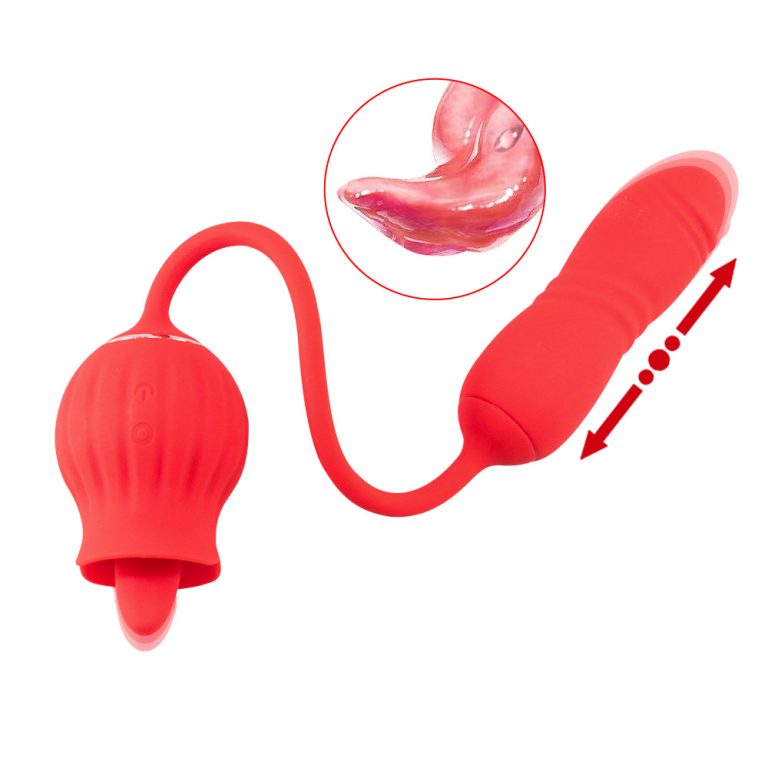 Tongue licking vibration massage masturbator, rose tongue retractable anal plug vibrator - Image 2