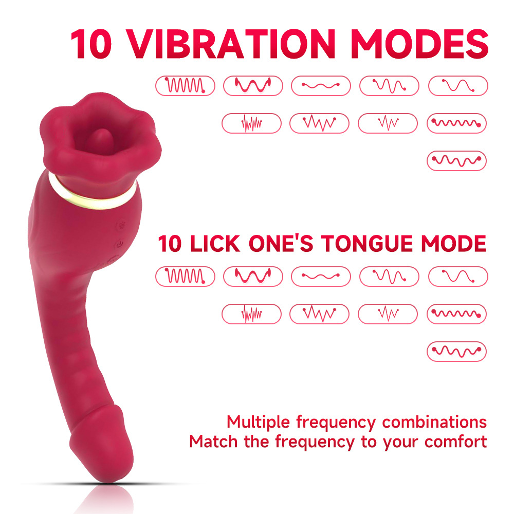 Liquid silicone rotatable tongue licking and sucking vibration sex toys masturbator artifact toy female vibrator - Image 4