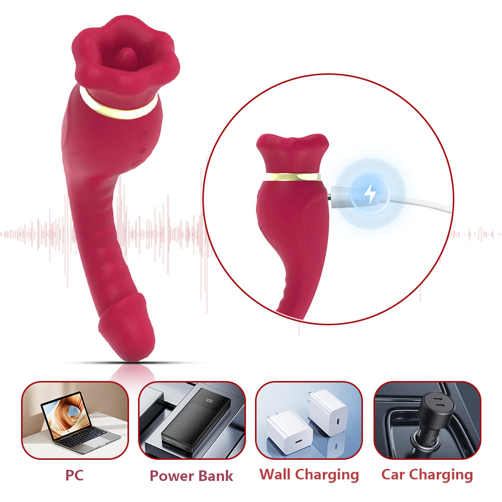 Liquid silicone rotatable tongue licking and sucking vibration sex toys masturbator artifact toy female vibrator - Image 5