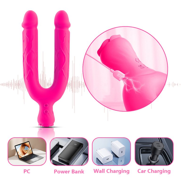 Strong vibration double-headed penis shape bendable vibrator lesbian masturbator fun - Image 6