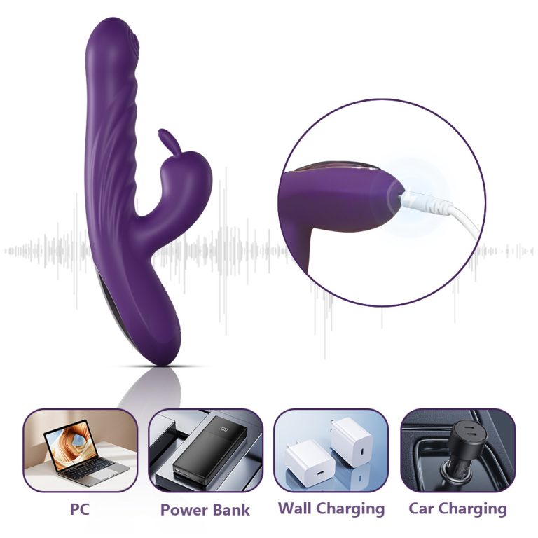 Charge Rabbit rechargeable double G-spot vibration telescopic massager female masturbation vibrator - Image 6