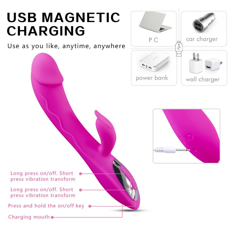 Rechargeable simulation double G-spot vibrator female massage masturbator vibrating AV stick - Image 6