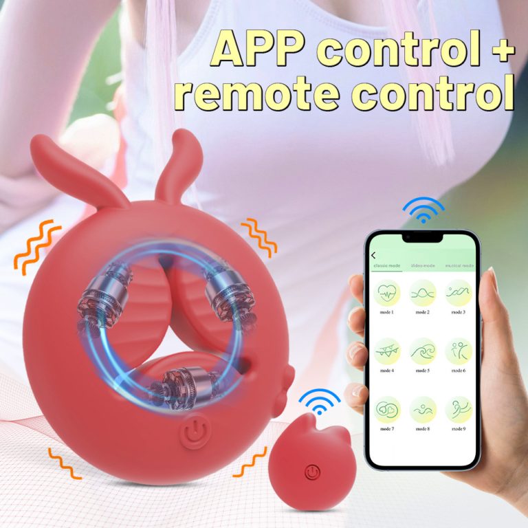 Bailey full-cover latex clamp APP + remote control female sex breast vibration massager - Image 7