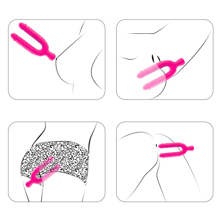 Strong vibration double-headed penis shape bendable vibrator lesbian masturbator fun - Image 8