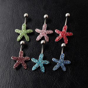 belly dance jewelry starfish navel nail Diamond-embedded navel buckle navel creative navel jewelry