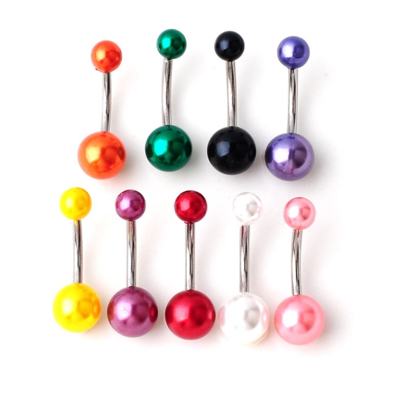 products hot selling puncture jewelry electroplating paint Pearl navel ring navel buckle navel nail