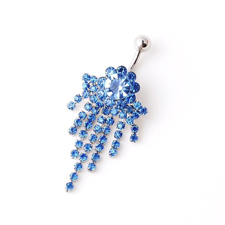 European and American  new navel nail belly dance jewelry tassel full diamond navel ring navel buckle - Image 5