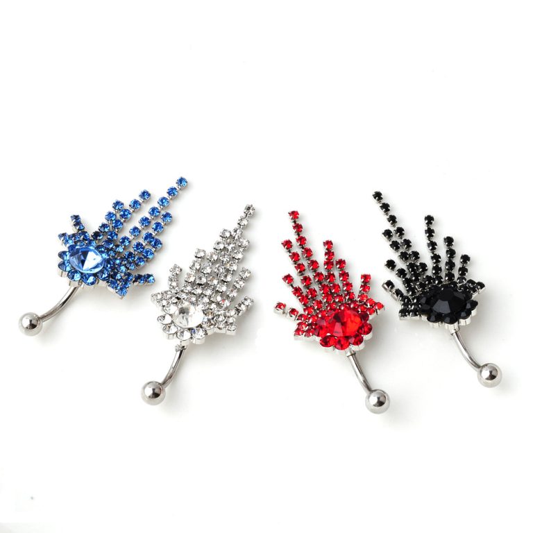 European and American  new navel nail belly dance jewelry tassel full diamond navel ring navel buckle - Image 4