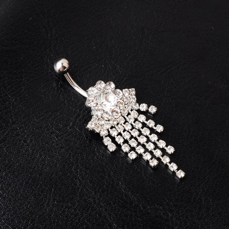 European and American  new navel nail belly dance jewelry tassel full diamond navel ring navel buckle - Image 6